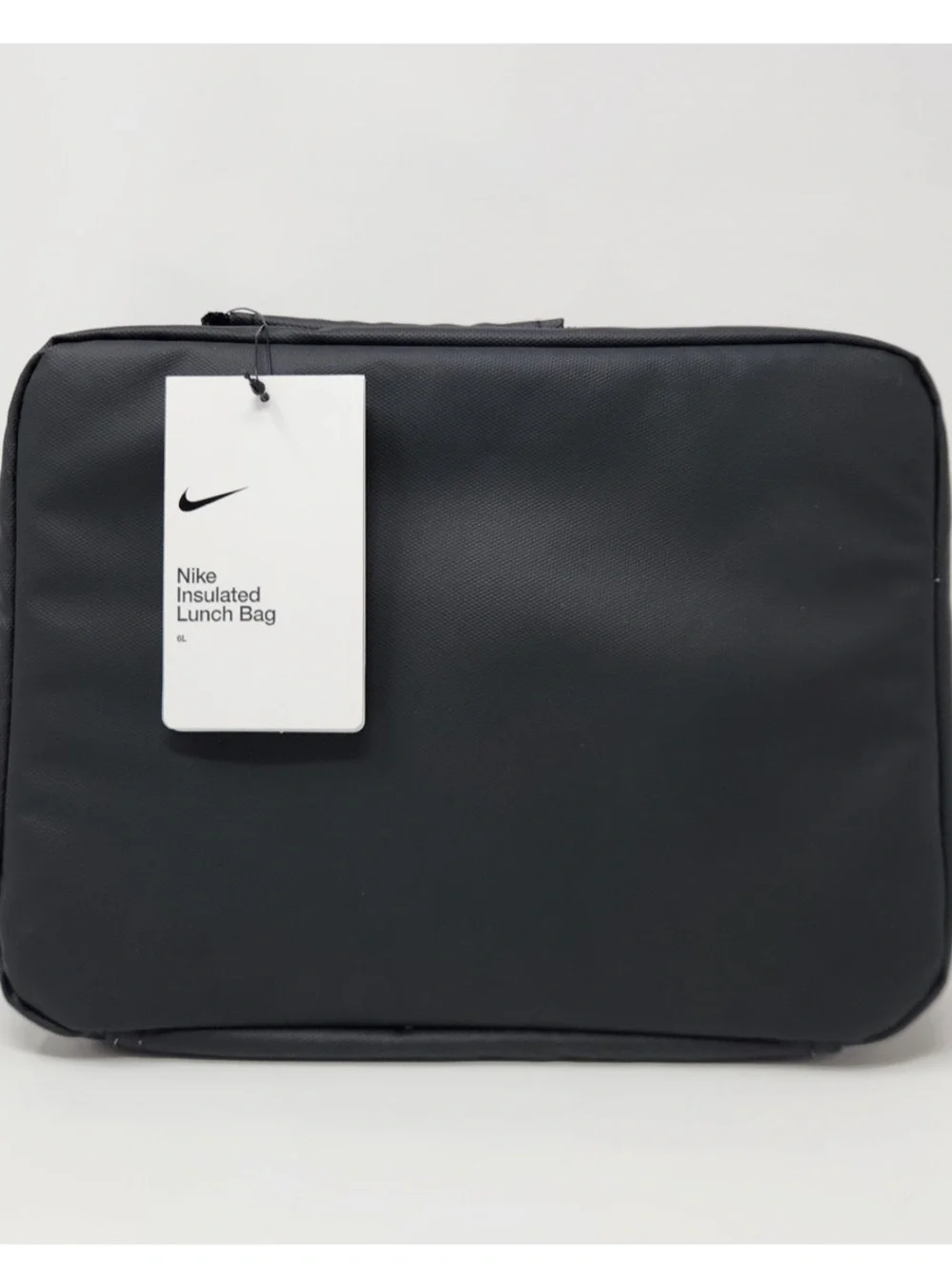 NIKE Black Red Contrast White Logo Reflective Insulated Top Handle Lunch Bag